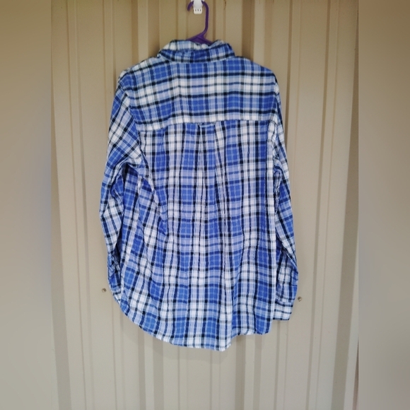 Men's Chaps Blue Plaid Button Down Shirt Size Large Long Sleeves Preppy - Picture 3 of 3